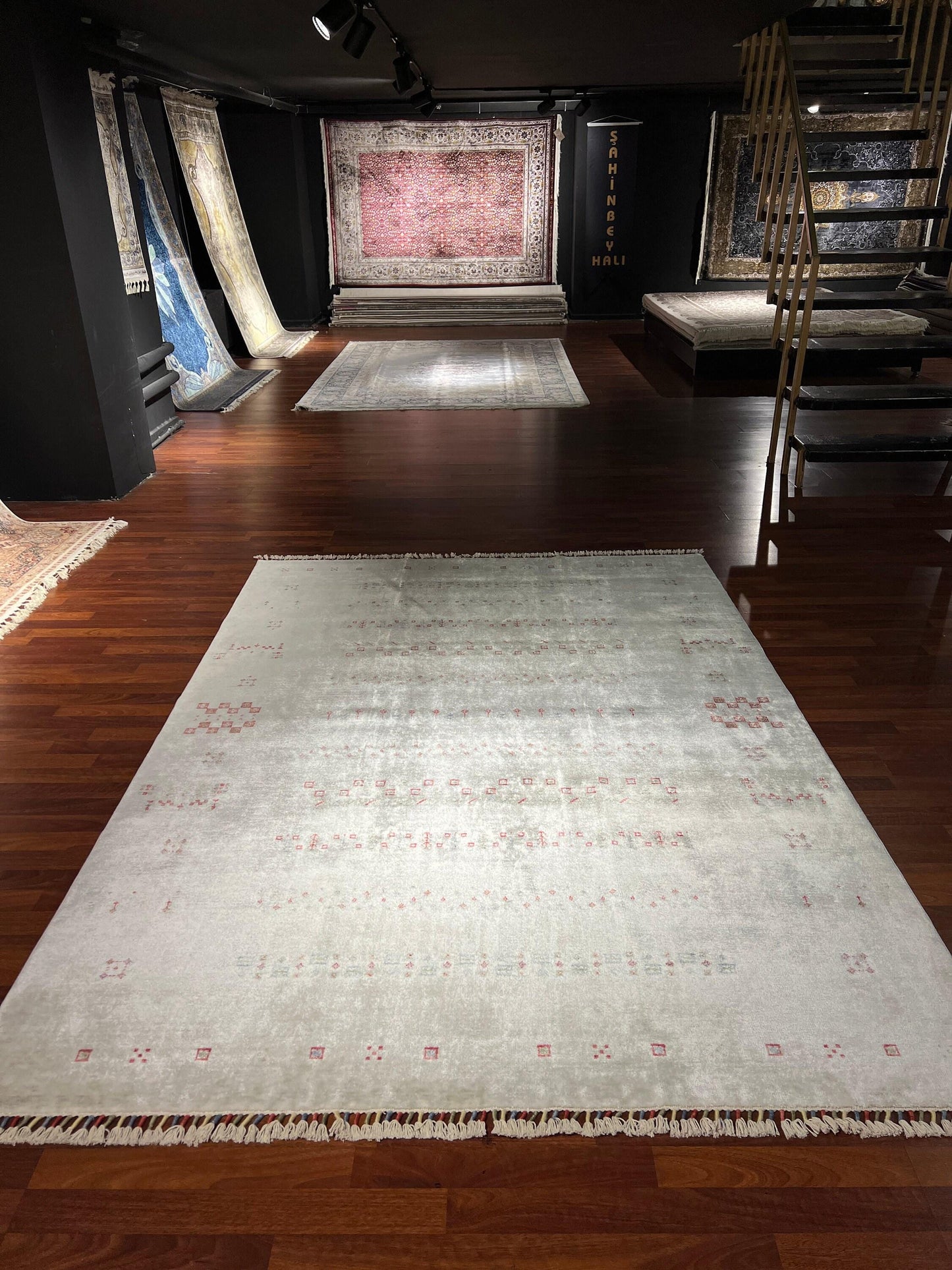 5x8 Ivory Pink Oushak Rug, Tencel Area Rug, Minimal Ethnic Living Room Rug