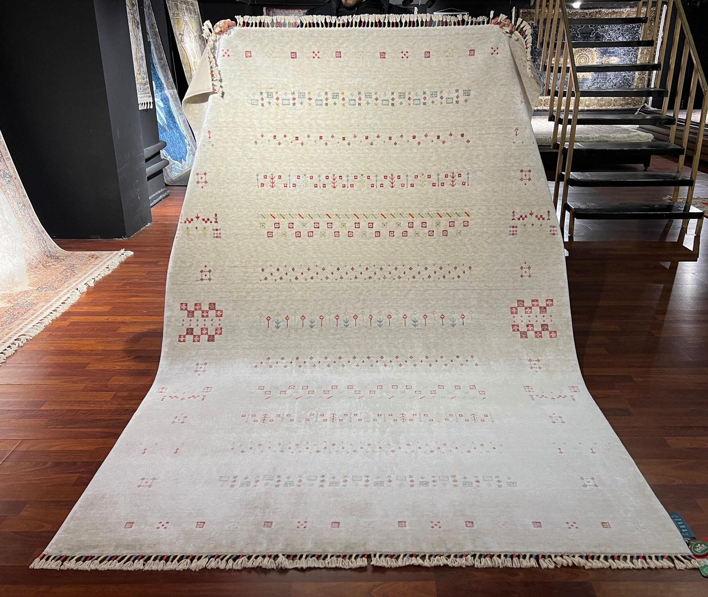 5x8 Ivory Pink Oushak Rug, Tencel Area Rug, Minimal Ethnic Living Room Rug