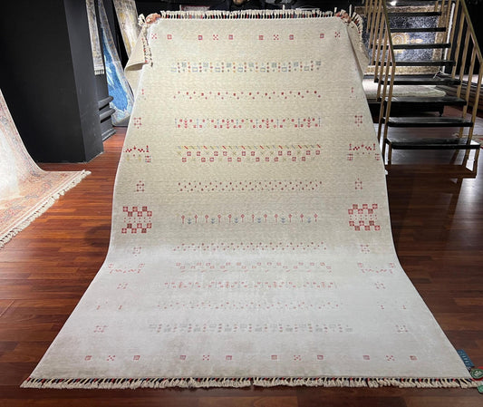 5x8 Ivory Pink Oushak Rug, Tencel Area Rug, Minimal Ethnic Living Room Rug