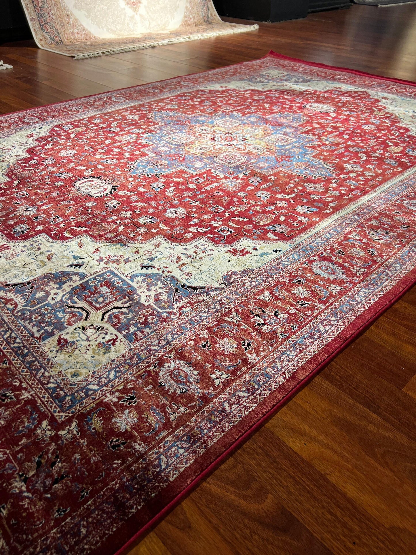 5x8 Red Gray Rug, Modern Bamboo Area Rug, Abstract Living Room Rug, Contemporary Bedroom Carpet