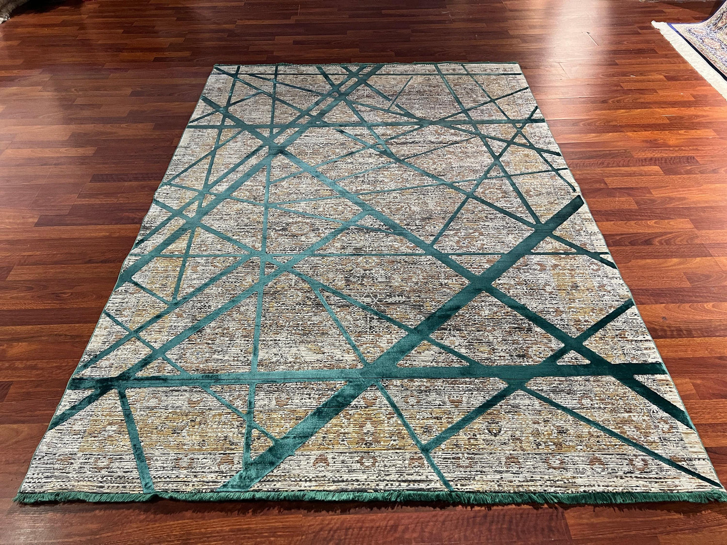 5x8 Gray Red Modern Rug, Bamboo Acrylic Area Rug, Living Room Carpet, Contemporary Home Decor