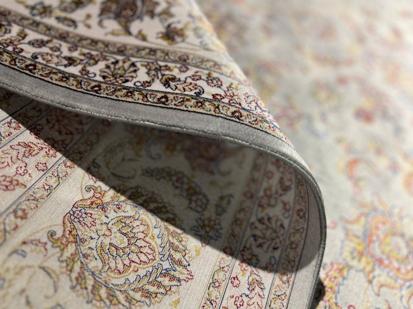 5x8 ft Cream Silk Rug, Turkish Silk Rug, Luxury Floral Silk Area Rug, Oriental Living Room Rug, Elegant Home Decor Rug