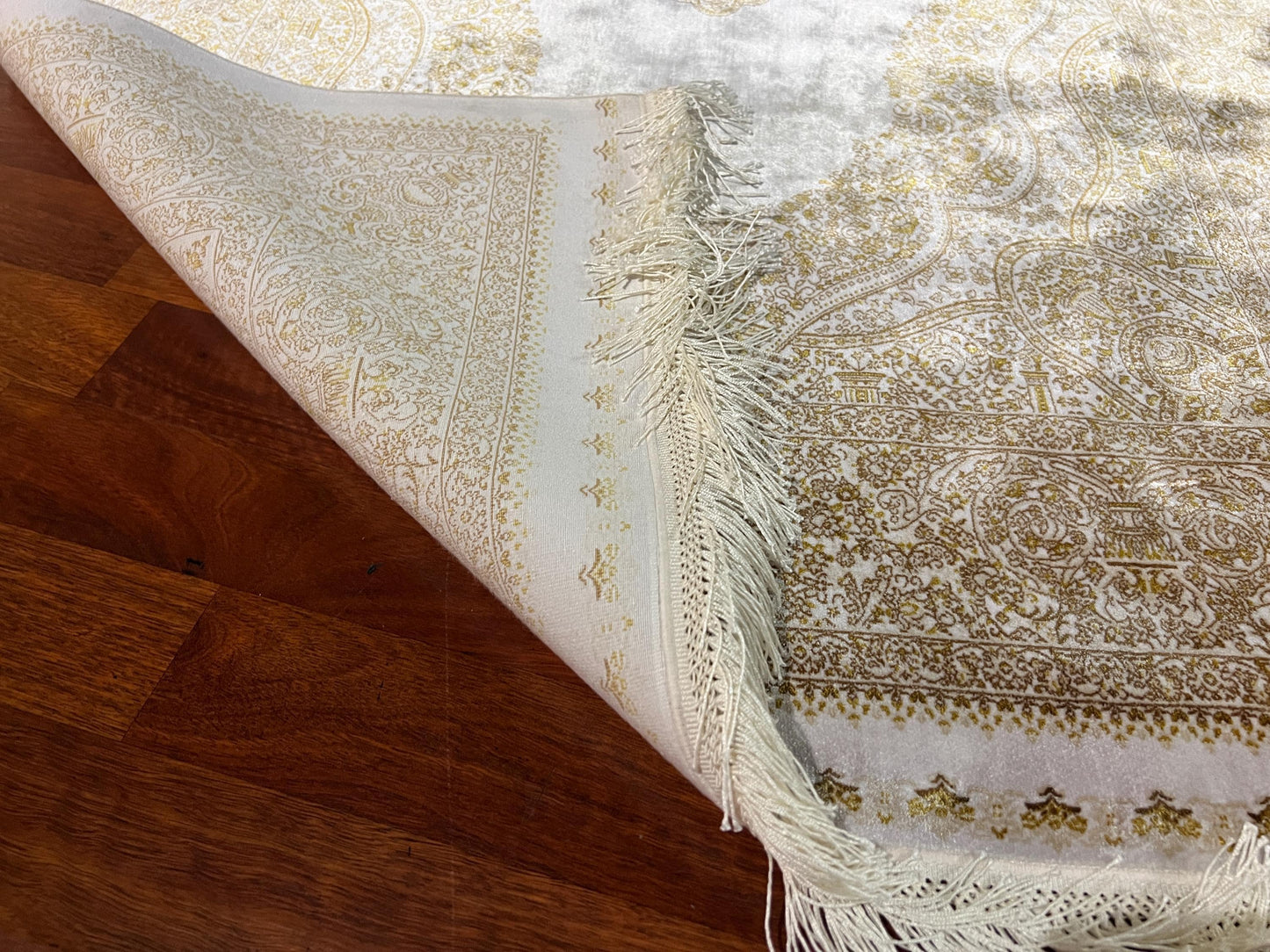Beige Gold Silk Runner Rug, 3x5 Area Rug, Hallway Rug, Luxury Home Decor