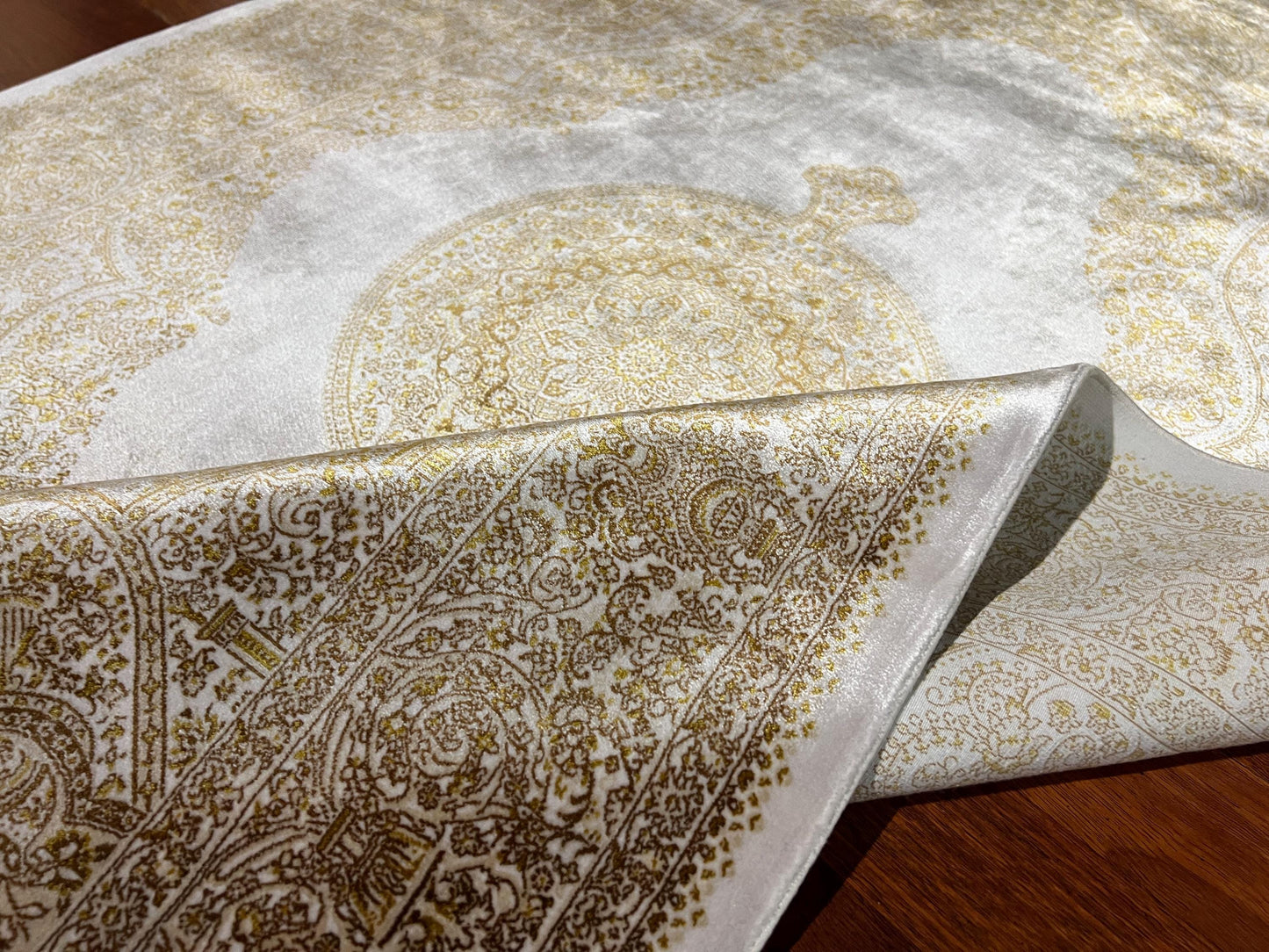 Beige Gold Silk Runner Rug, 3x5 Area Rug, Hallway Rug, Luxury Home Decor