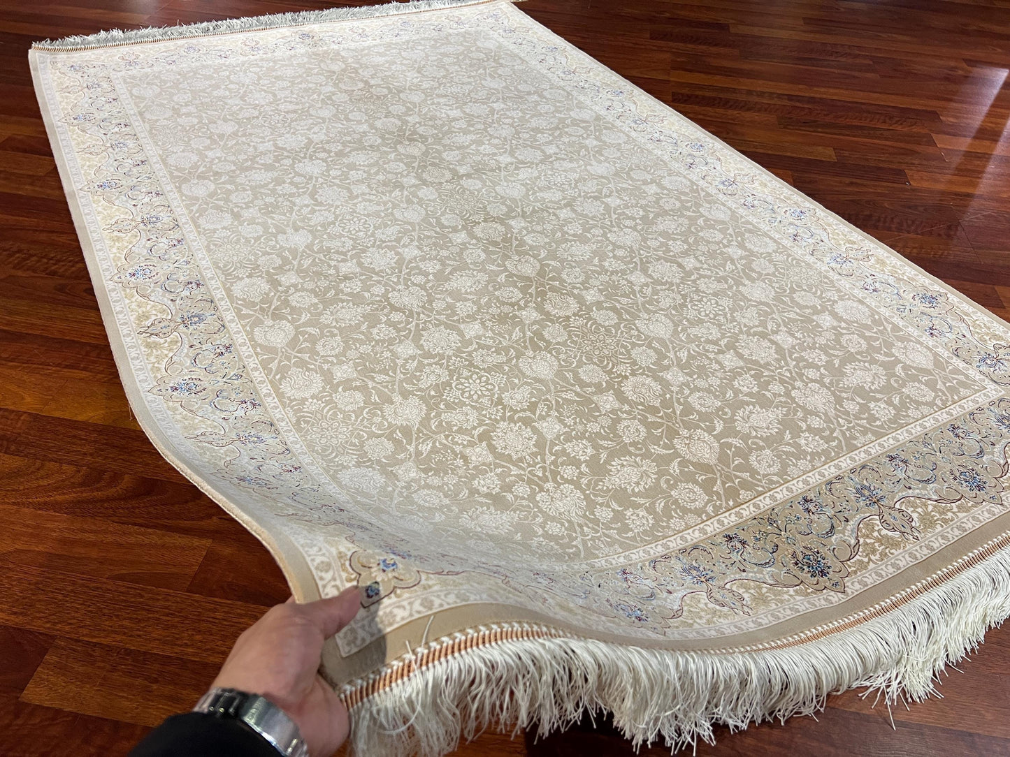 Beige Gold Medallion Rug, 4x6 Area Rug, Living Room Rug, Classic Luxury Rug, Turkish Decor Rug, Elegant Silk Rug