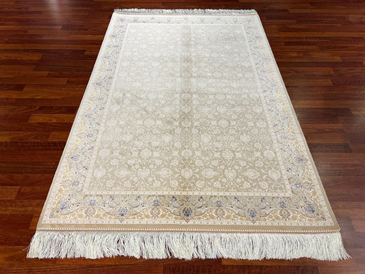 Beige Gold Medallion Rug, 4x6 Area Rug, Living Room Rug, Classic Luxury Rug, Turkish Decor Rug, Elegant Silk Rug