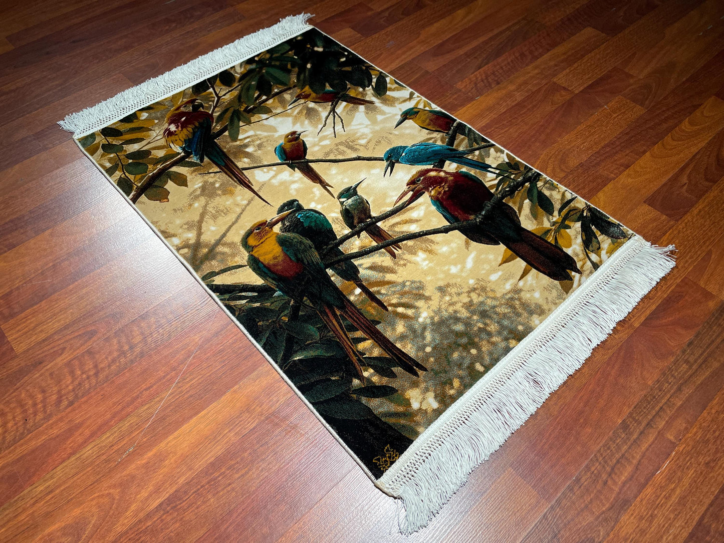 2x3 Tropical Bird Tapestry Rug, Modal Silk Wall Hanging Rug, Gift Rug, Decorative Wall Decor Carpet