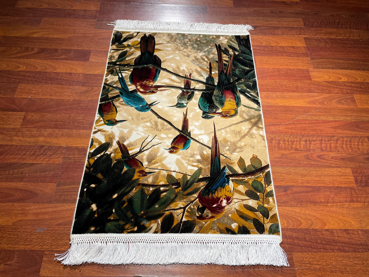 2x3 Tropical Bird Tapestry Rug, Modal Silk Wall Hanging Rug, Gift Rug, Decorative Wall Decor Carpet