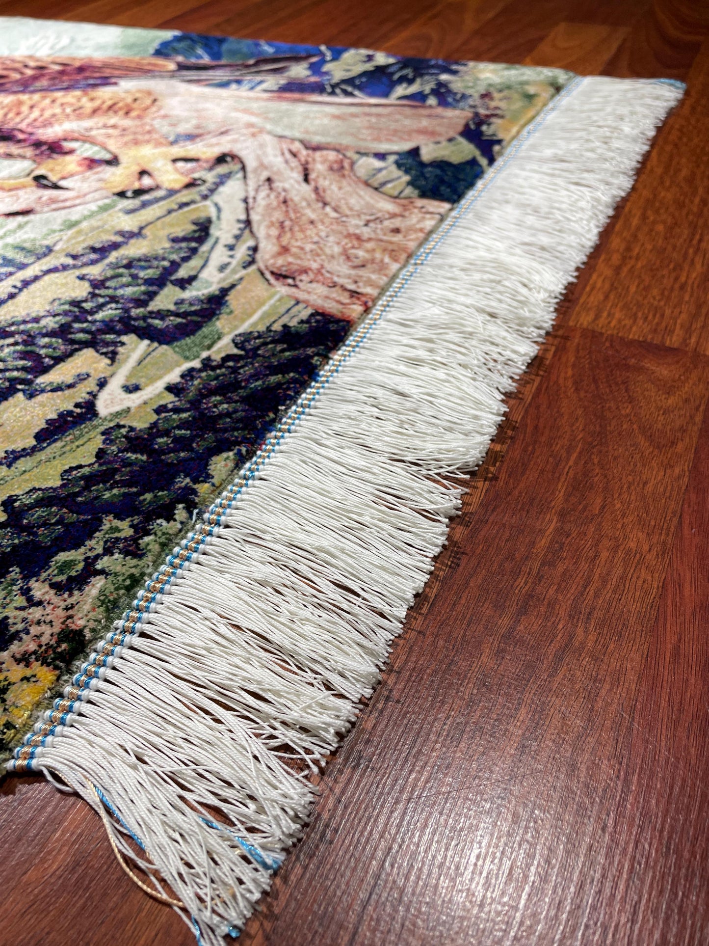 2x3 Falcon Tapestry Rug, Modal Silk Wall Hanging Rug, Bird of Prey Gift Rug, Mountain Wall Decor Carpet