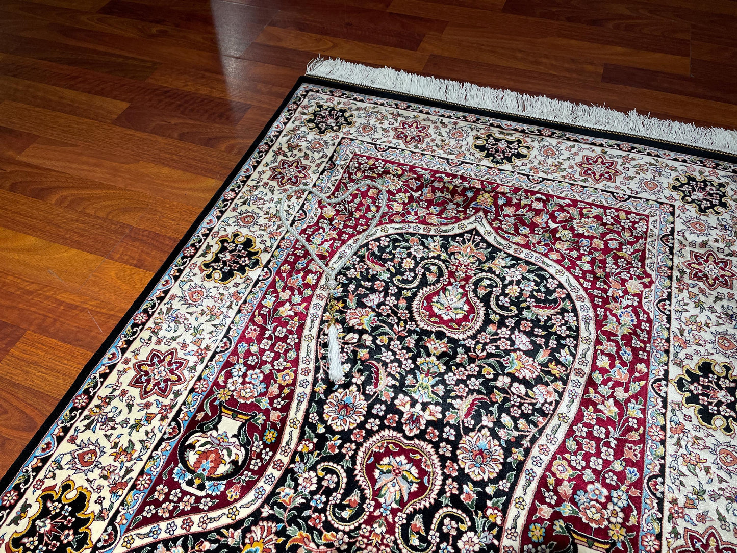 Modal Silk Sajjadeh Prayer Rug, Classic Islamic Prayer Mat, Floral Mihrab Rug, Luxury Muslim Gift Rug
