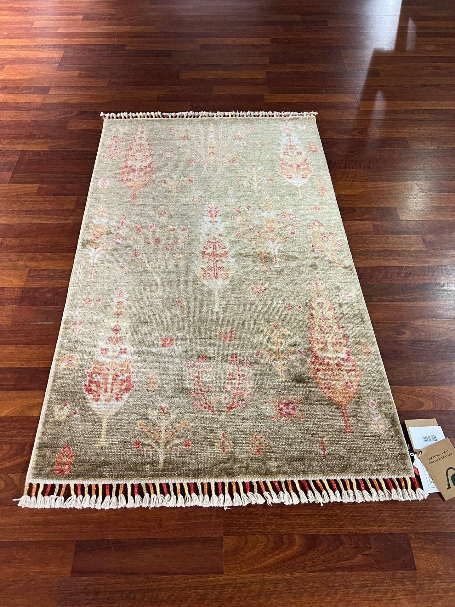 Burgundy Silk Rug, 3x5 Area Rug, Medallion Silk Rug, Turkish Rug