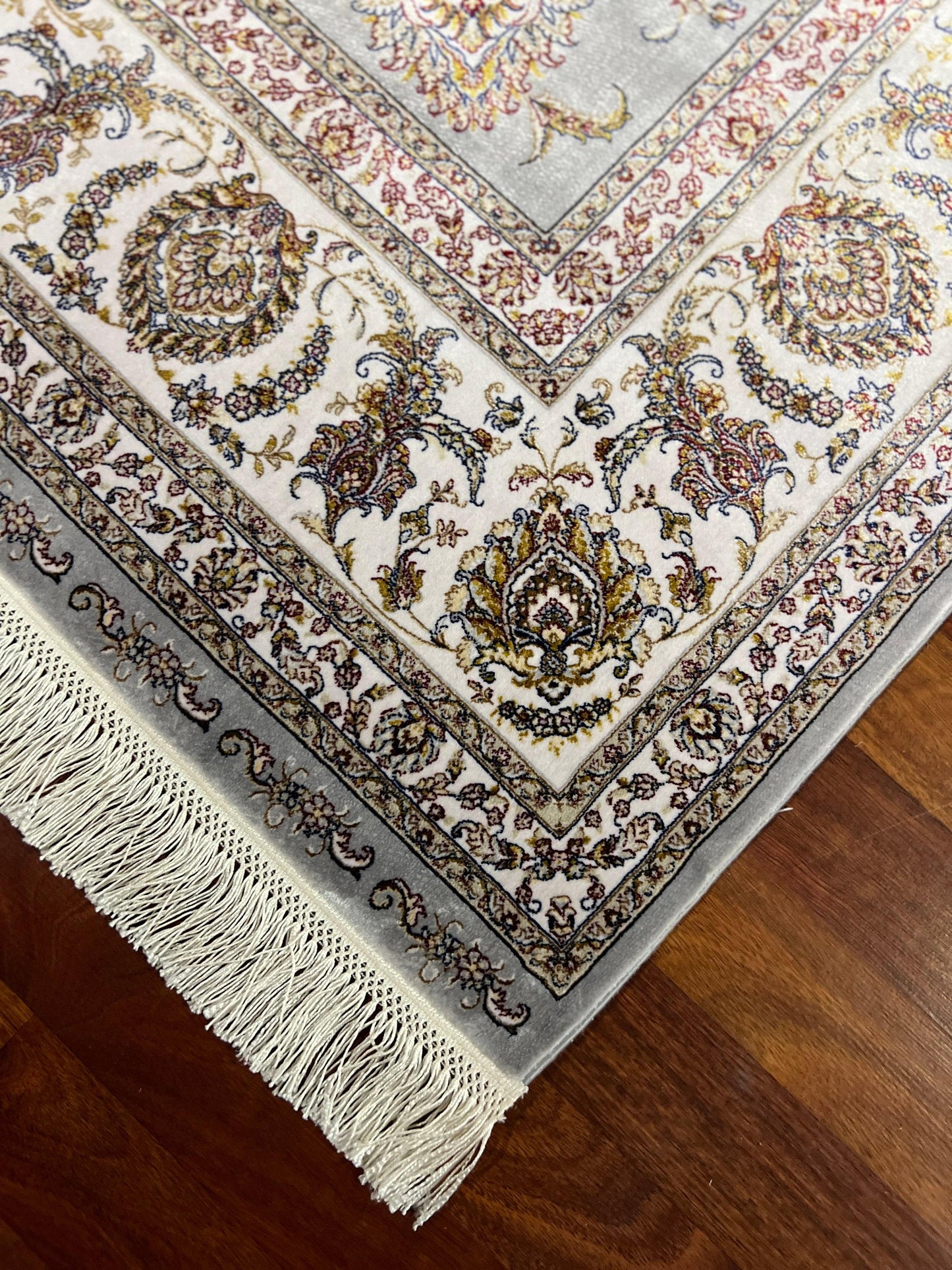 5x8 ft Cream Silk Rug, Turkish Silk Rug, Luxury Floral Silk Area Rug, Oriental Living Room Rug, Elegant Home Decor Rug