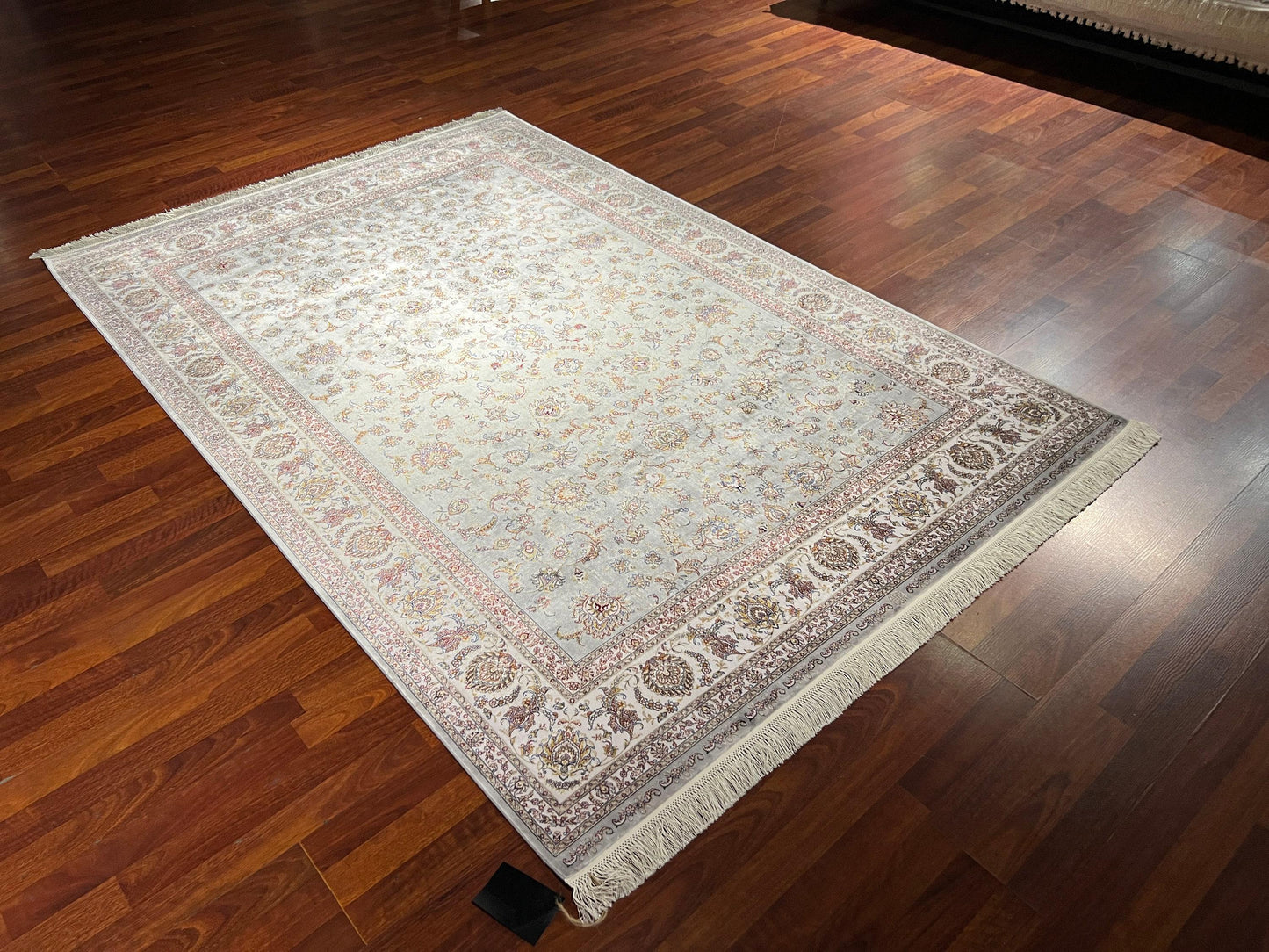 5x8 ft Cream Silk Rug, Turkish Silk Rug, Luxury Floral Silk Area Rug, Oriental Living Room Rug, Elegant Home Decor Rug