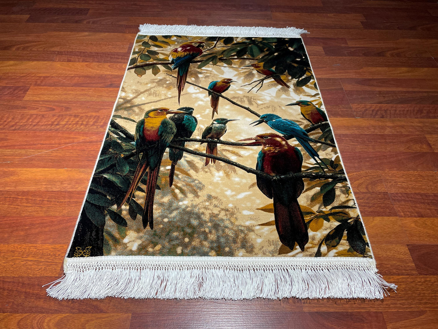2x3 Tropical Bird Tapestry Rug, Modal Silk Wall Hanging Rug, Gift Rug, Decorative Wall Decor Carpet
