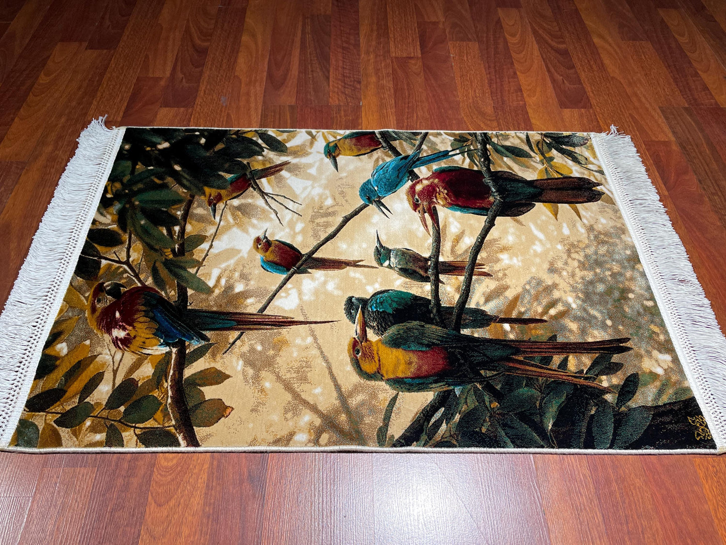 2x3 Tropical Bird Tapestry Rug, Modal Silk Wall Hanging Rug, Gift Rug, Decorative Wall Decor Carpet