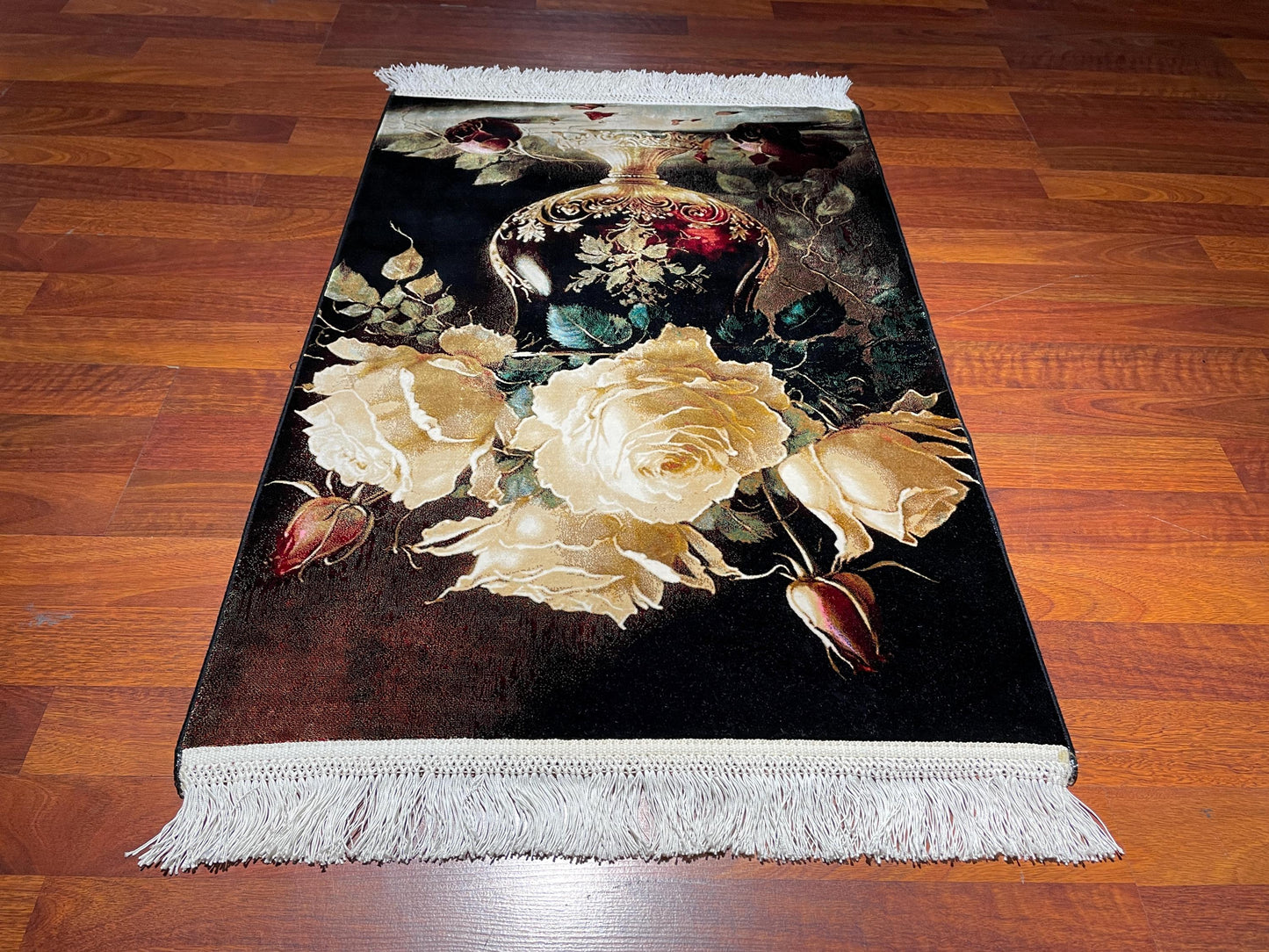 2x3 Rose Tapestry Rug, Modal Silk Wall Hanging Rug, Floral Gift Rug, Decorative Flower Wall Decor Carpet