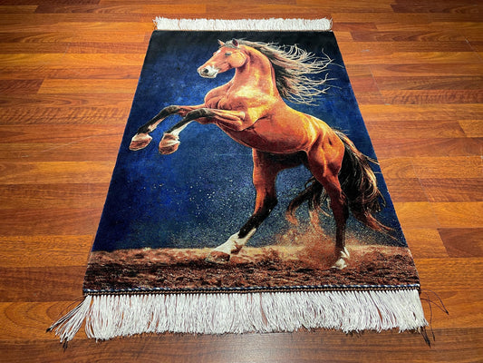 2x3 Horse Tapestry Rug, Modal Silk Wall Hanging Rug, Horse Lover Gift Rug, Decorative Animal Wall Decor Carpet