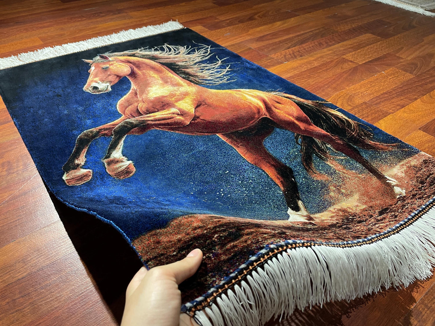 2x3 Horse Tapestry Rug, Modal Silk Wall Hanging Rug, Horse Lover Gift Rug, Decorative Animal Wall Decor Carpet