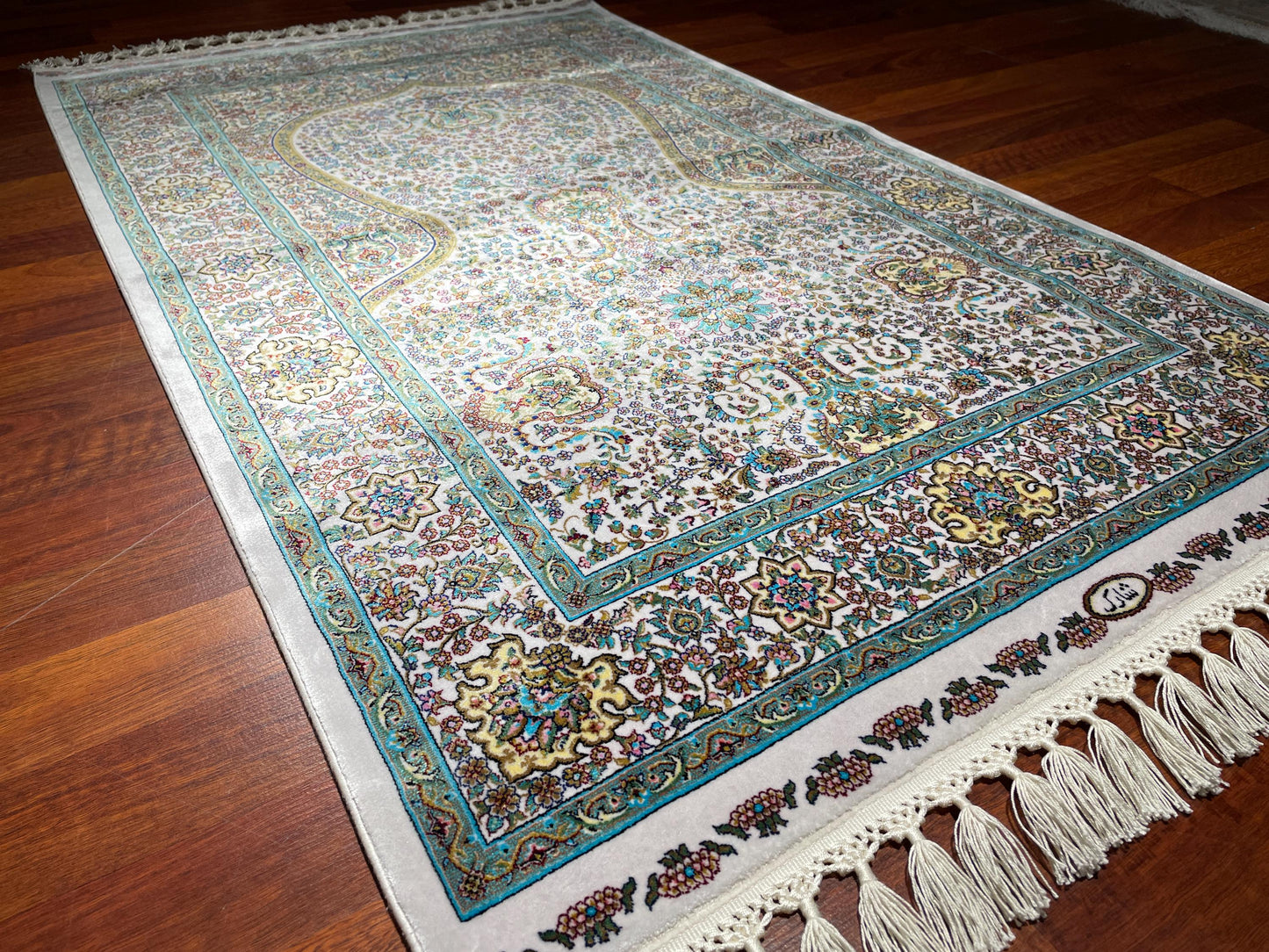 Modal Silk Sajjadeh Prayer Rug, Islamic Prayer Mat, Floral Mihrab Rug, Luxury Muslim Gift Rug