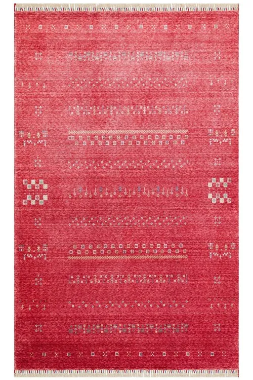 ZARA ZR 06 RED Otantik Desenli Özel Hav Vermeyen ve Kolay Temizlenebilir Tensel Kullanılarak El Emeği ile Özel Tezgahlarda Üretilen Modern Uşak Halısı